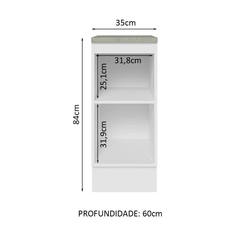 Balcão 35 cm 1 Porta Branco/Branco Veludo Lux Madesa