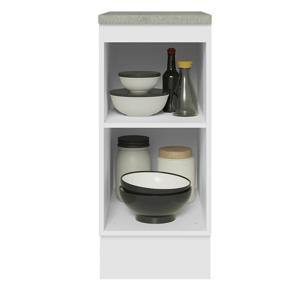 Balcão 35 cm 1 Porta Branco/Branco Veludo Lux Madesa