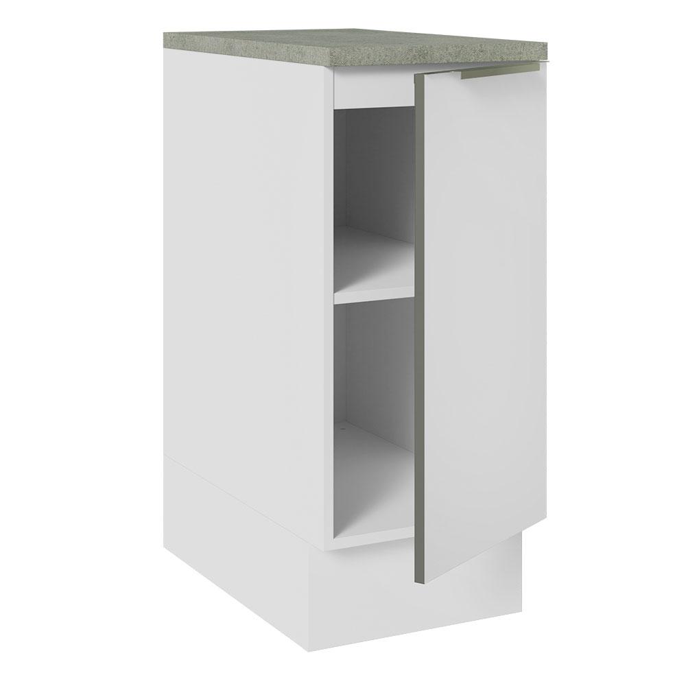 Balcão 35 cm 1 Porta Branco/Branco Veludo Lux Madesa