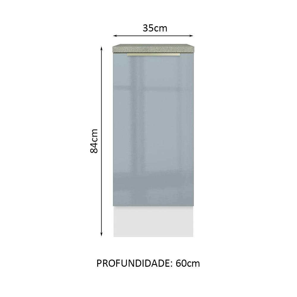 Balcão 35 cm 1 Porta Branco/Cinza Lux Madesa