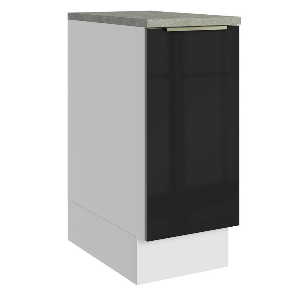 Balcão 35 cm 1 Porta Branco/Preto Lux Madesa