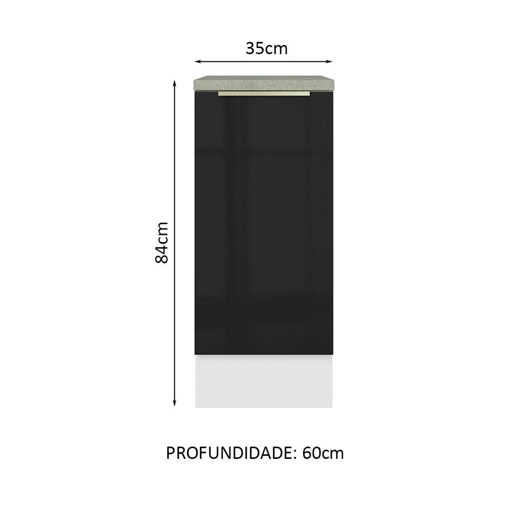 Balcão 35 cm 1 Porta Branco/Preto Lux Madesa