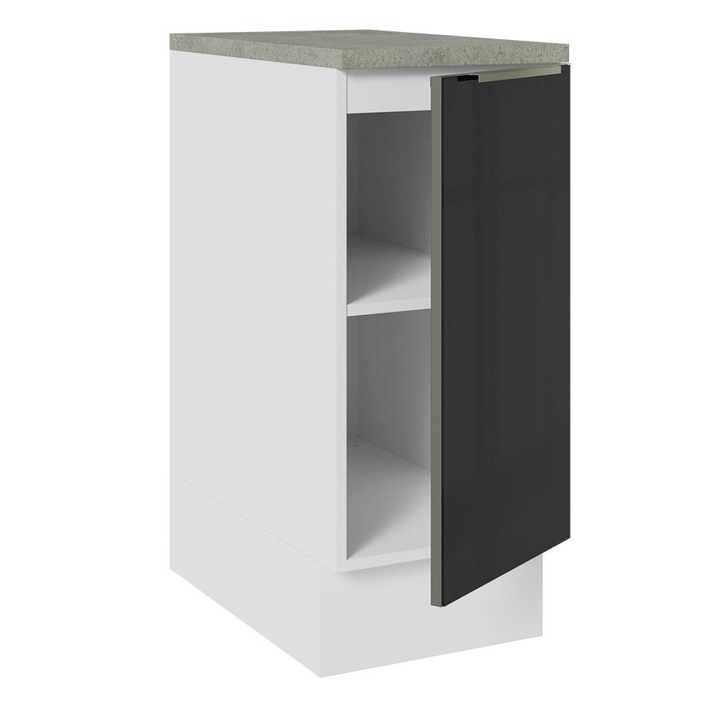Balcão 35 cm 1 Porta Branco/Preto Lux Madesa