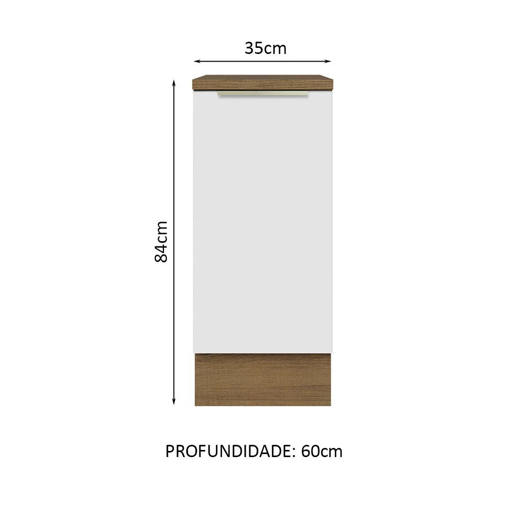 Balcão 35 cm 1 Porta Rustic/Branco Veludo Lux Madesa