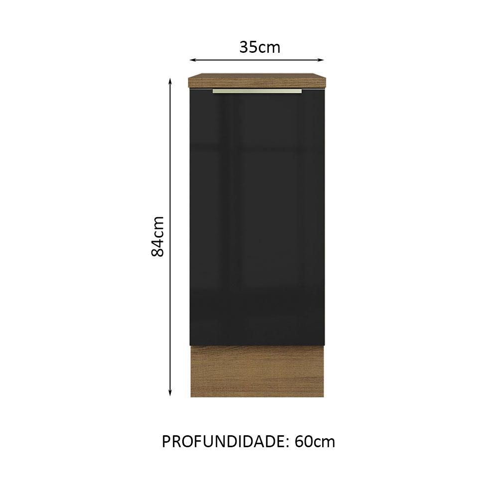 Balcão 35 cm 1 Porta Rustic/Preto Lux Madesa