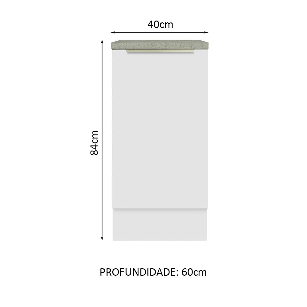 Balcão 40 cm 1 Porta Branco/Branco Veludo Lux Madesa
