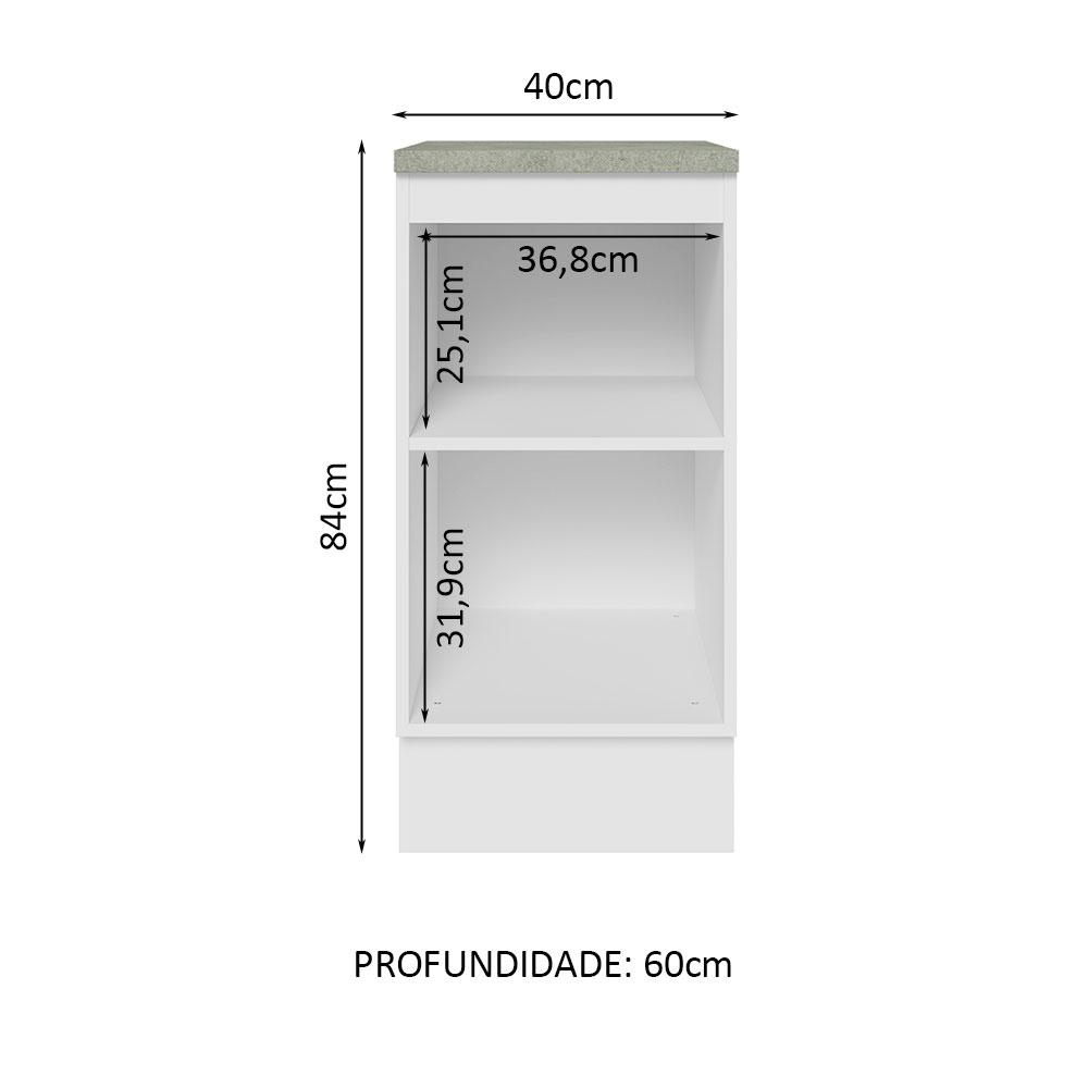 Balcão 40 cm 1 Porta Branco/Cinza Lux Madesa