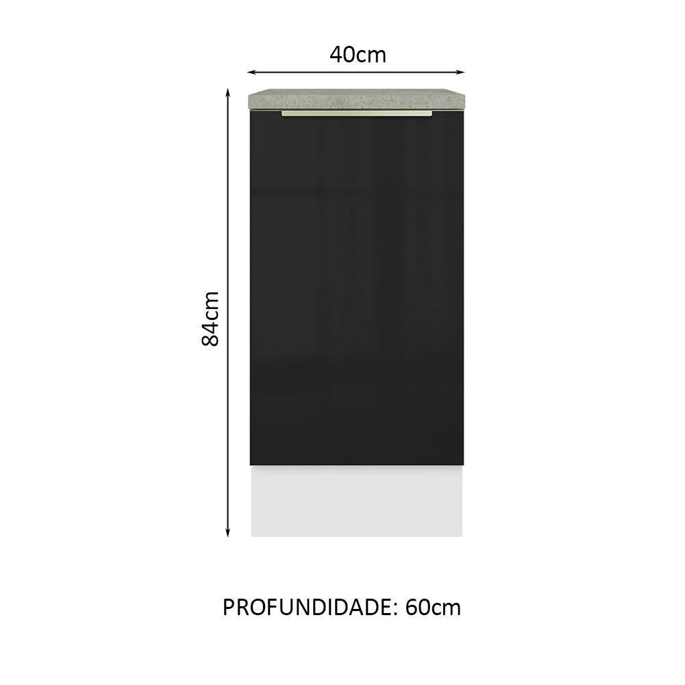 Balcão 40 cm 1 Porta Branco/Preto Lux Madesa