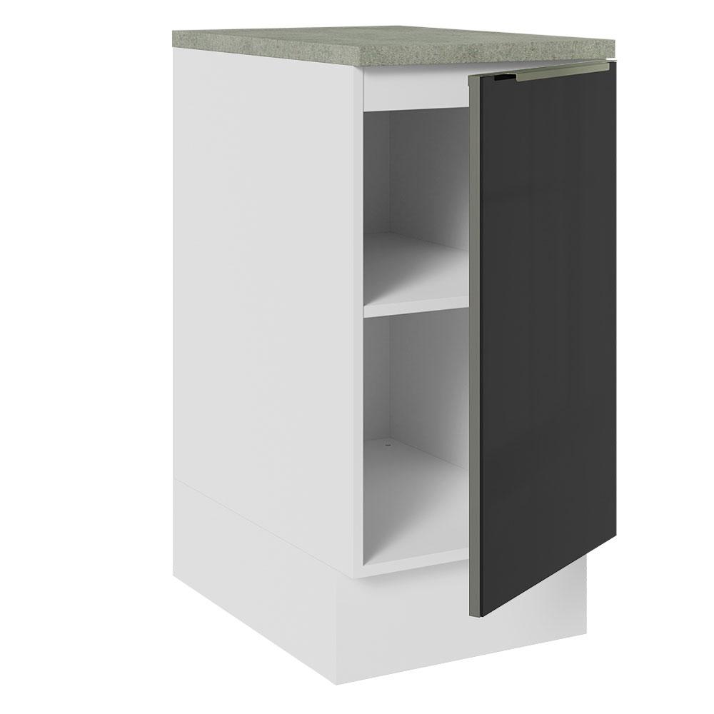 Balcão 40 cm 1 Porta Branco/Preto Lux Madesa