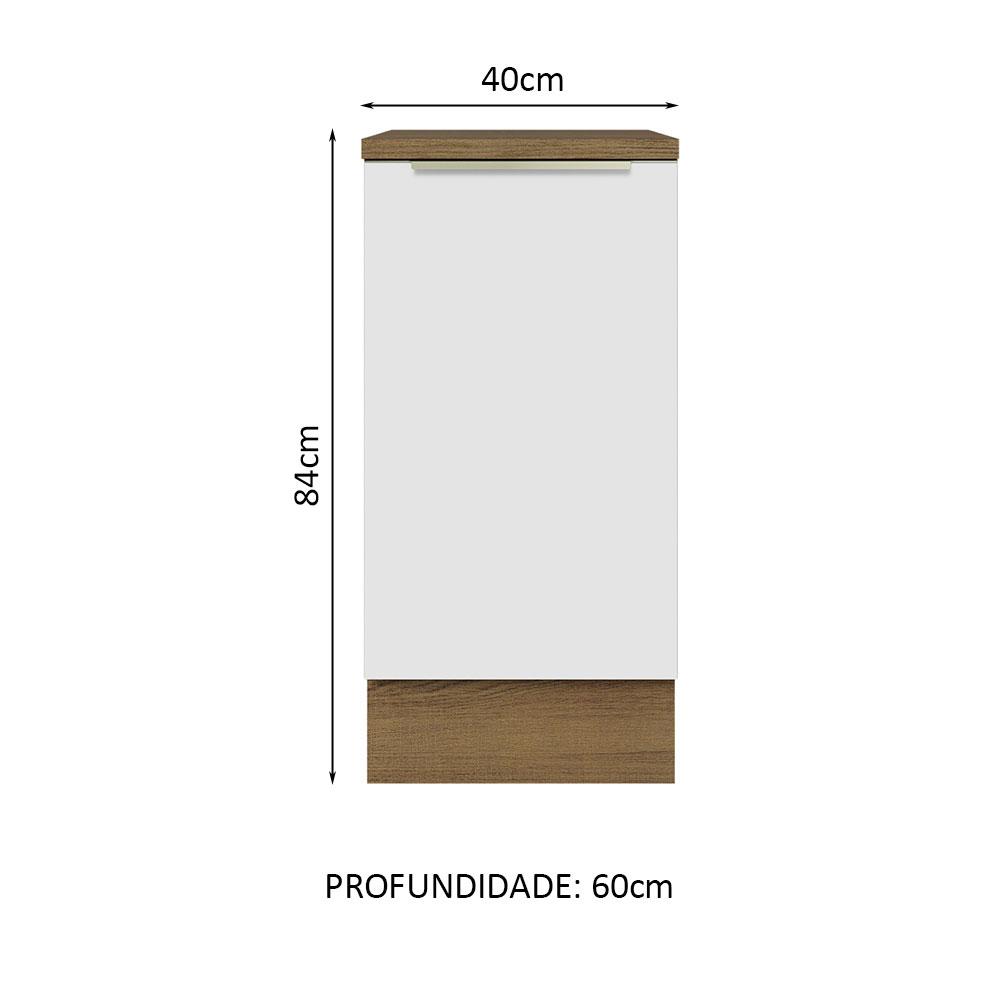 Balcão 40 cm 1 Porta Rustic/Branco Veludo Lux Madesa