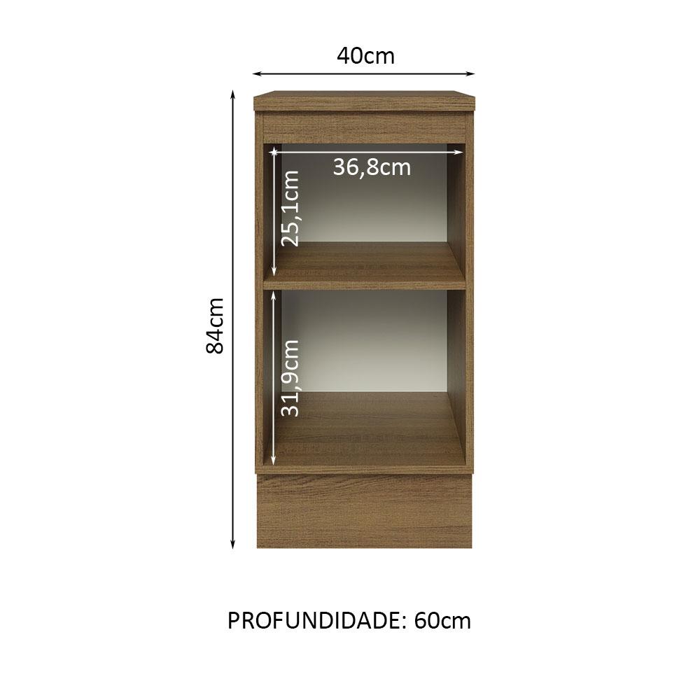 Balcão 40 cm 1 Porta Rustic/Branco Veludo Lux Madesa