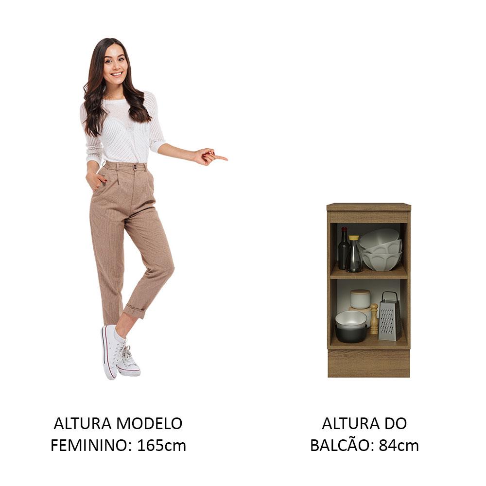 Balcão 40 cm 1 Porta Rustic/Branco Veludo Lux Madesa