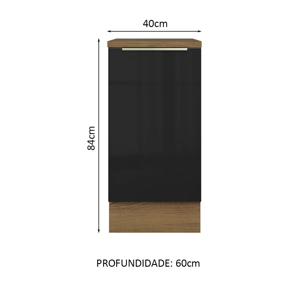 Balcão 40 cm 1 Porta Rustic/Preto Lux Madesa