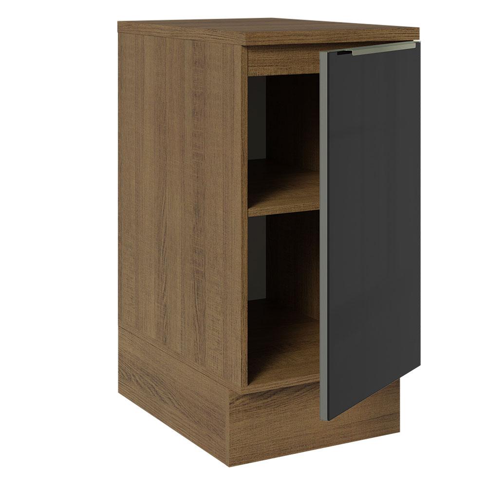 Balcão 40 cm 1 Porta Rustic/Preto Lux Madesa