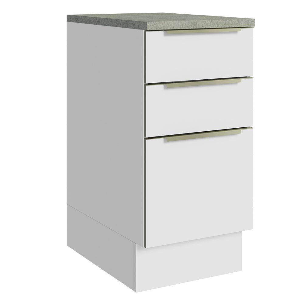 Balcão 40 cm 3 Gavetas Branco/Branco Veludo Lux Madesa
