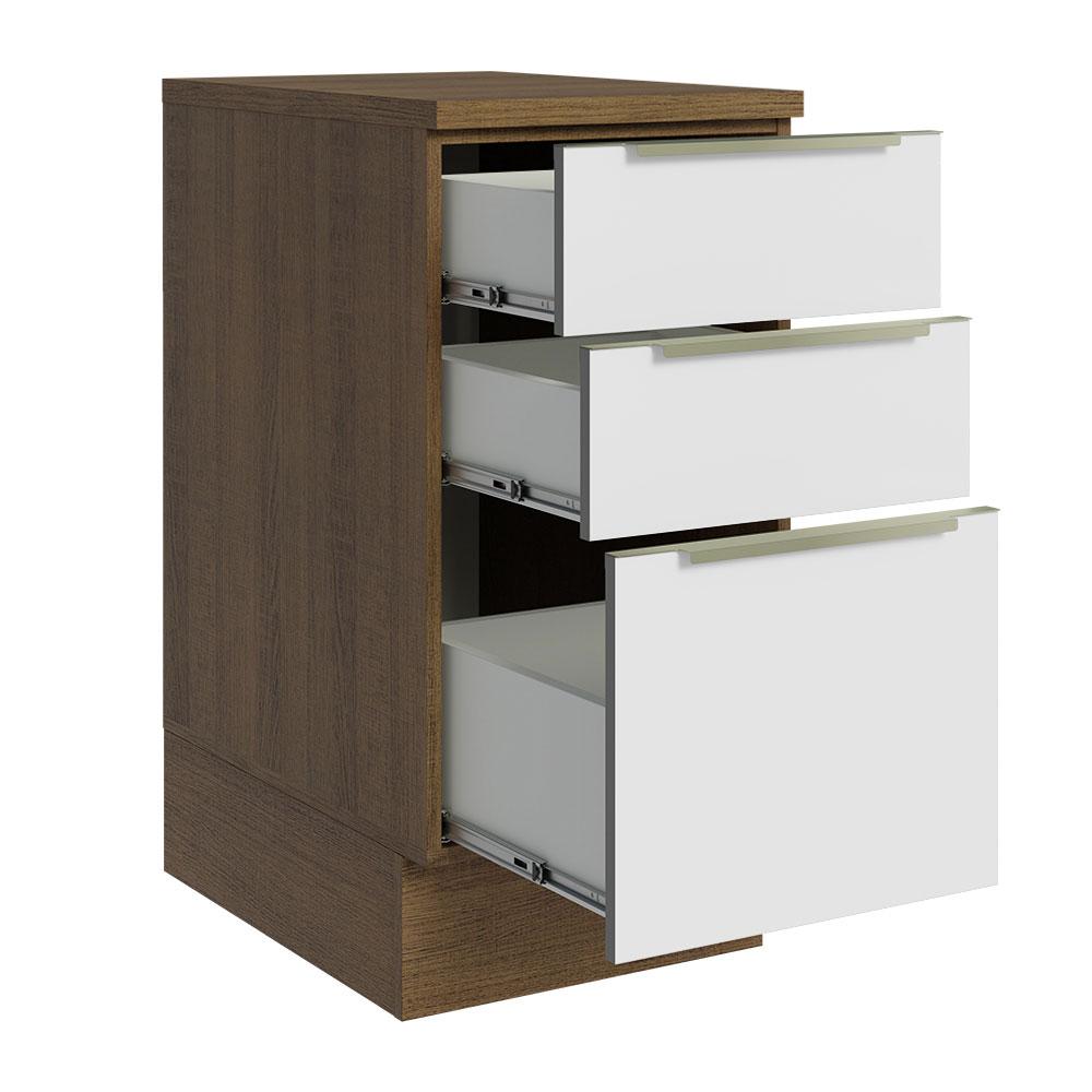 Balcão 40 cm 3 Gavetas Rustic/Branco Veludo Lux Madesa