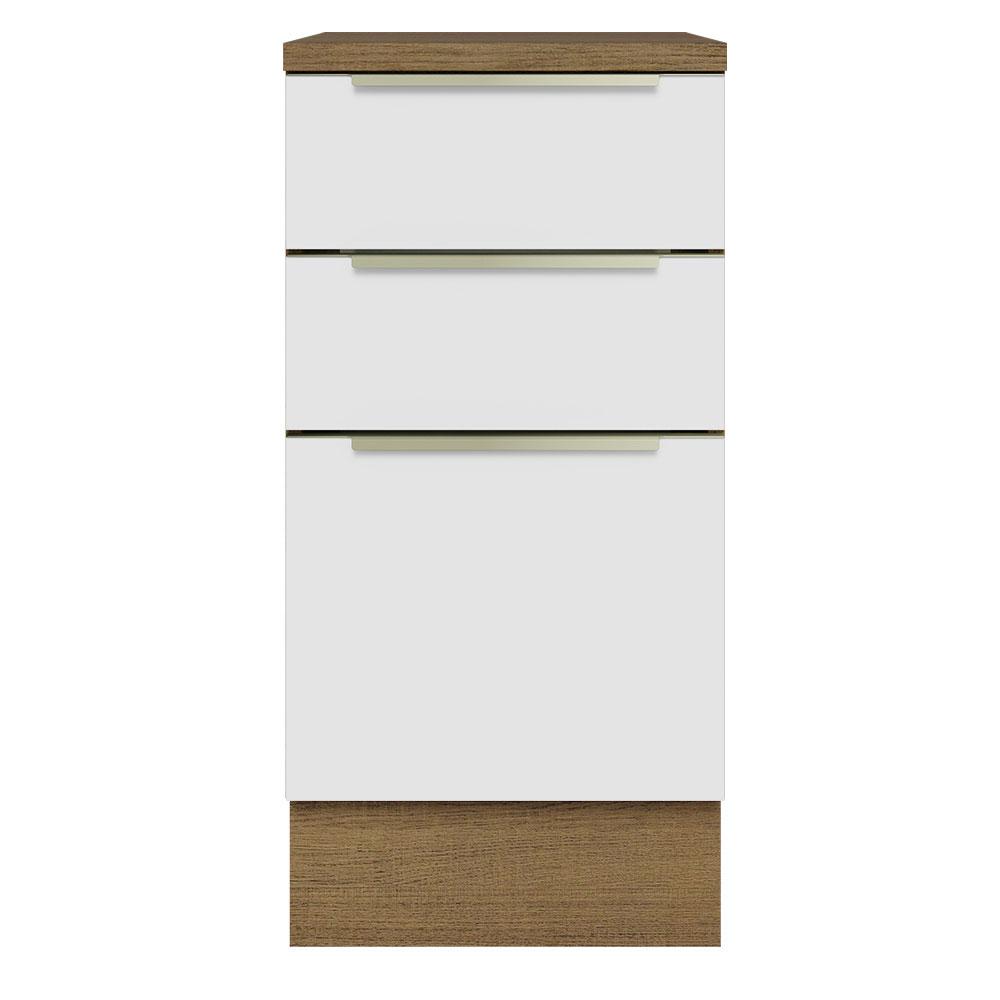 Balcão 40 cm 3 Gavetas Rustic/Branco Veludo Lux Madesa