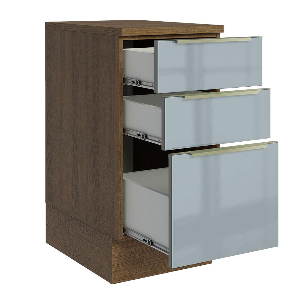 Balcão 40 cm 3 Gavetas Rustic/Cinza Lux Madesa