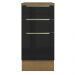 Balcão 40 cm 3 Gavetas Rustic/Preto Lux Madesa