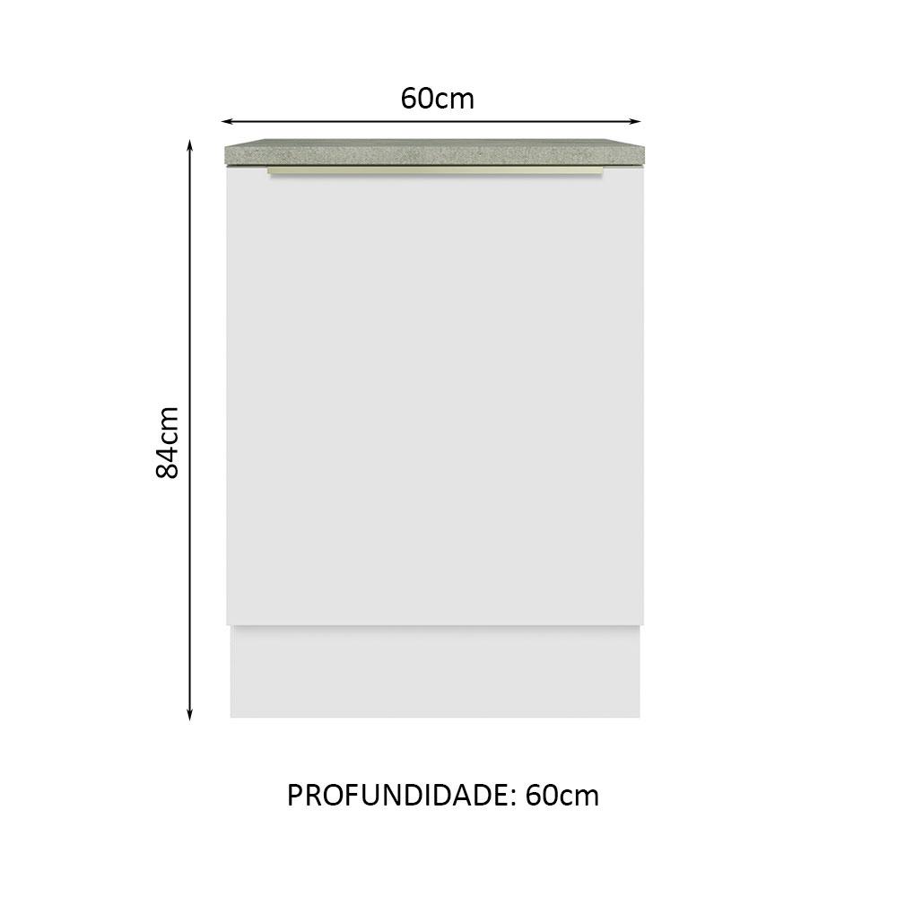 Balcão 60 cm 1 Porta Branco/Branco Veludo Lux Madesa