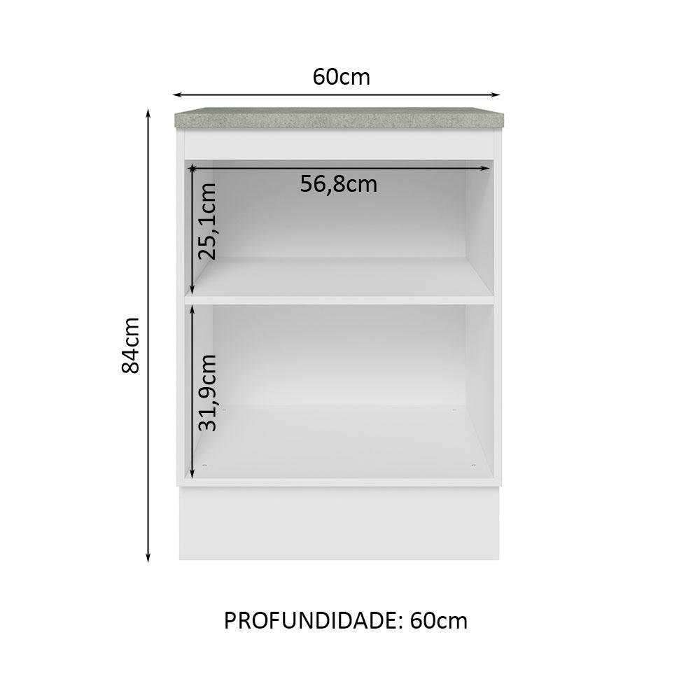 Balcão 60 cm 1 Porta Branco/Branco Veludo Lux Madesa