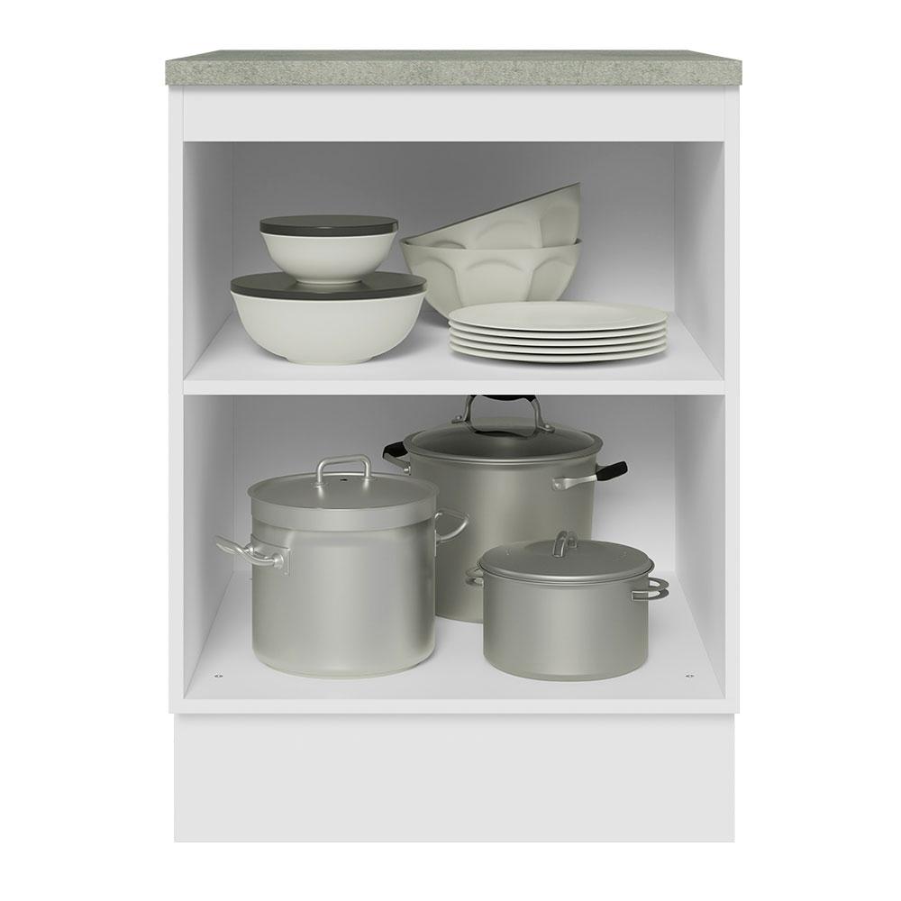 Balcão 60 cm 1 Porta Branco/Branco Veludo Lux Madesa