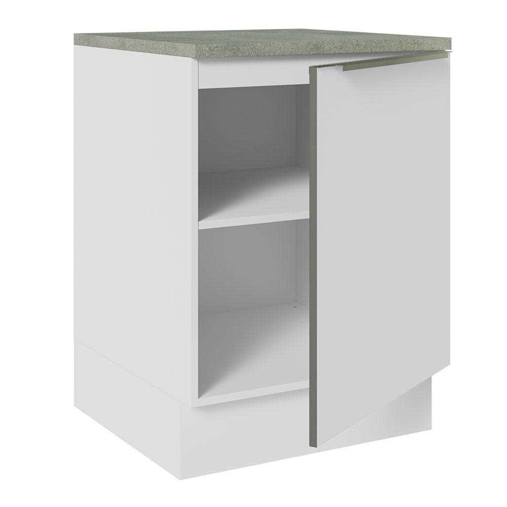 Balcão 60 cm 1 Porta Branco/Branco Veludo Lux Madesa