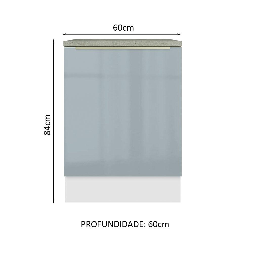 Balcão 60 cm 1 Porta Branco/Cinza Lux Madesa