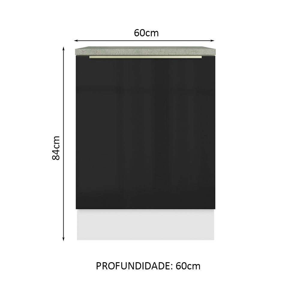 Balcão 60 cm 1 Porta Branco/Preto Lux Madesa