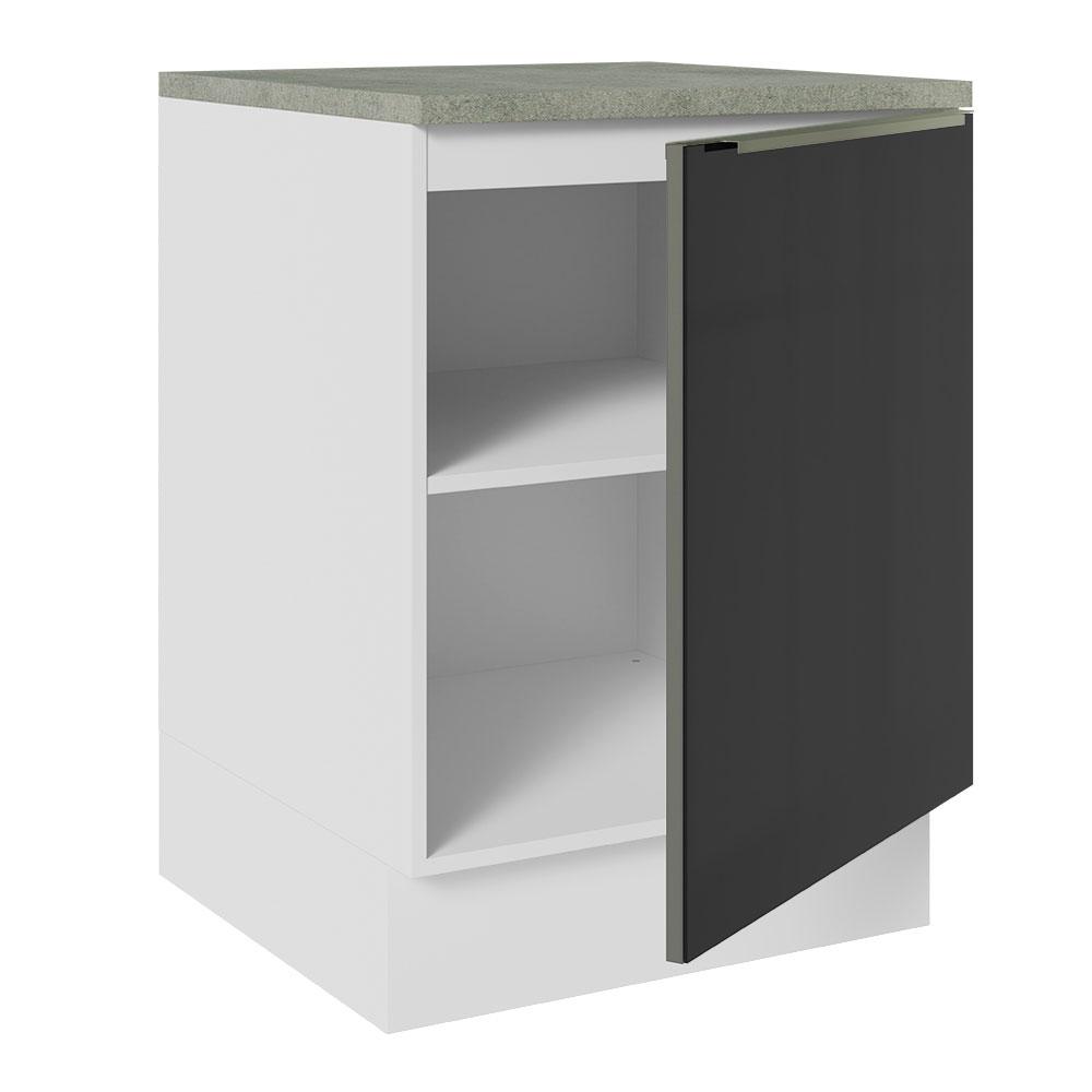 Balcão 60 cm 1 Porta Branco/Preto Lux Madesa