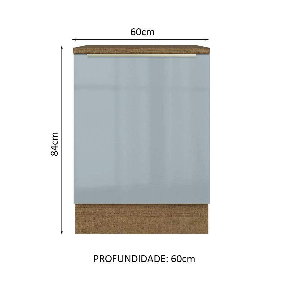 Balcão 60 cm 1 Porta Rustic/Cinza Lux Madesa