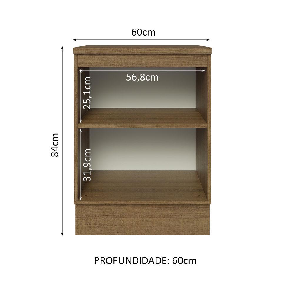 Balcão 60 cm 1 Porta Rustic/Preto Lux Madesa