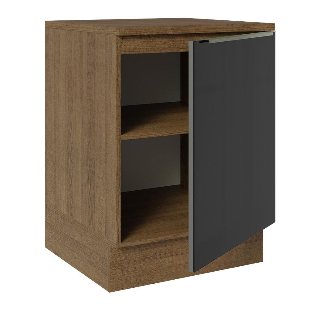 Balcão 60 cm 1 Porta Rustic/Preto Lux Madesa
