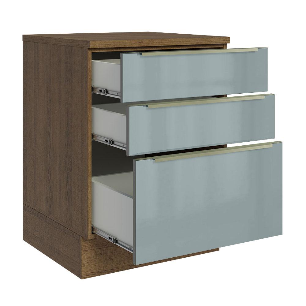 Balcão 60 cm 3 Gavetas Rustic/Cinza Lux Madesa