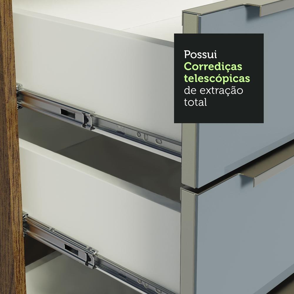 Balcão 60 cm 3 Gavetas Rustic/Cinza Lux Madesa