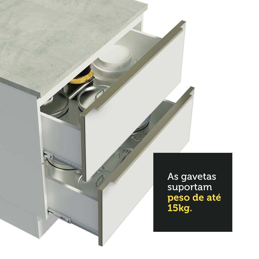 Balcão 80 cm 2 Gavetas Branco/Branco Veludo Lux Madesa