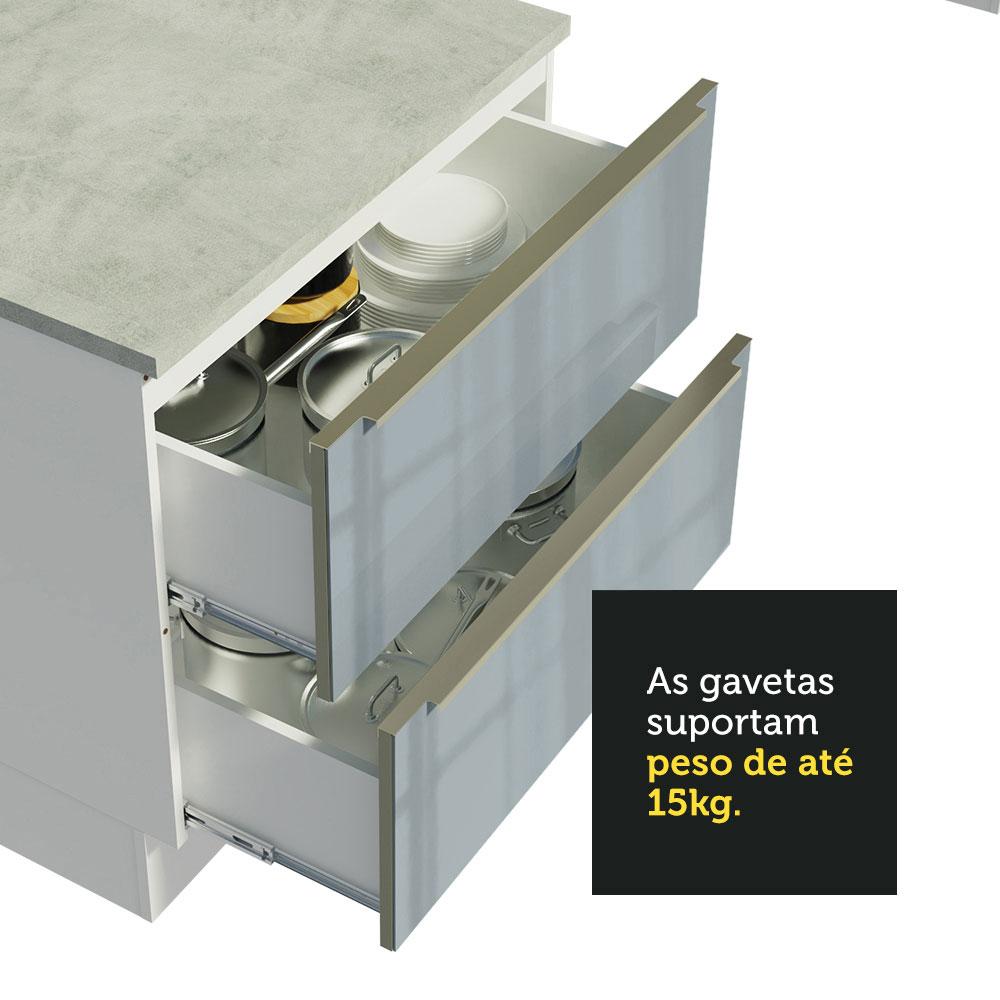 Balcão 80 cm 2 Gavetas Branco/Cinza Lux Madesa