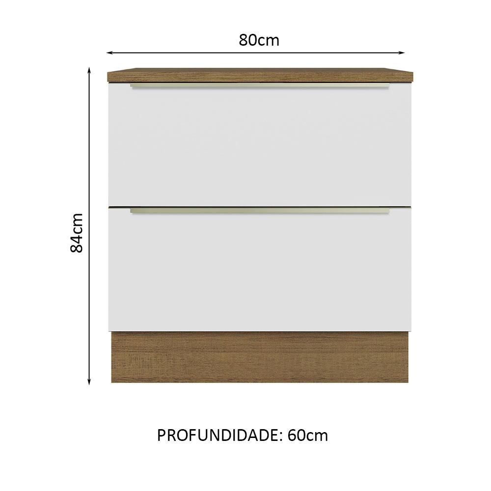 Balcão 80 cm 2 Gavetas Rustic/Branco Veludo Lux Madesa