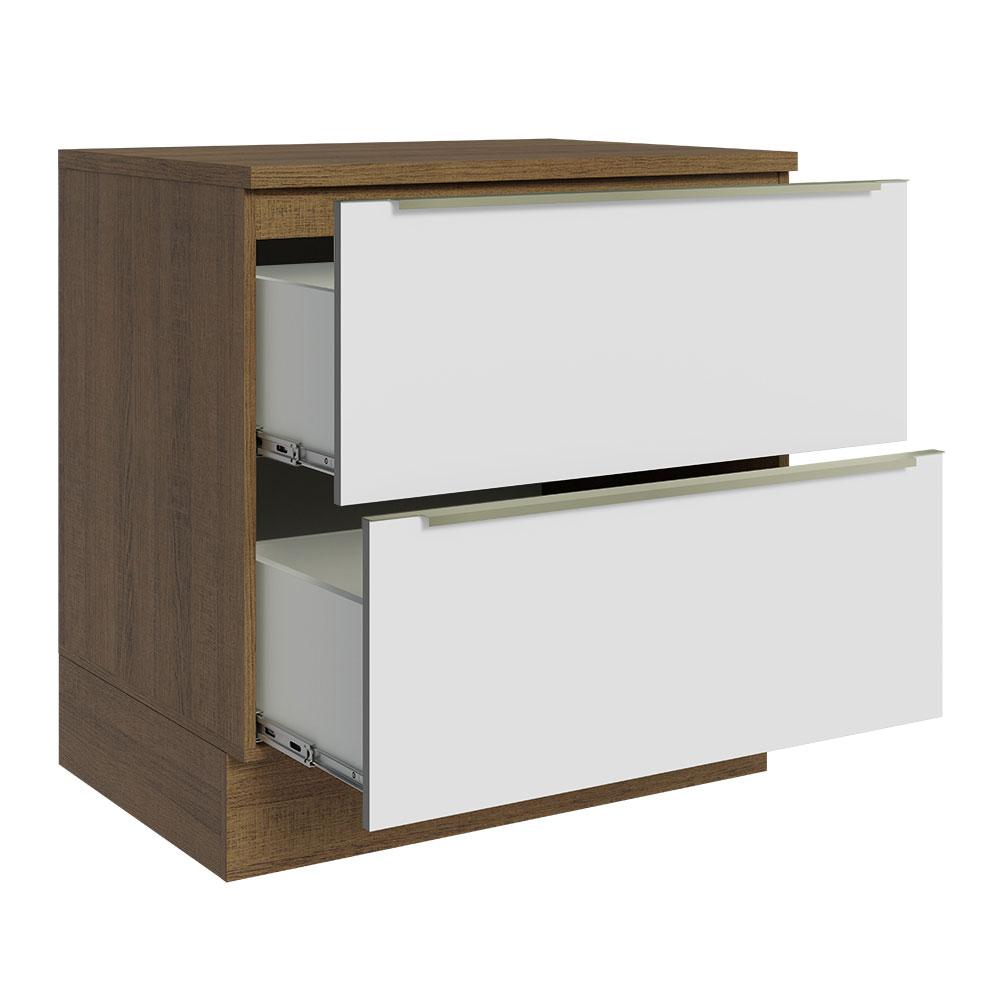 Balcão 80 cm 2 Gavetas Rustic/Branco Veludo Lux Madesa
