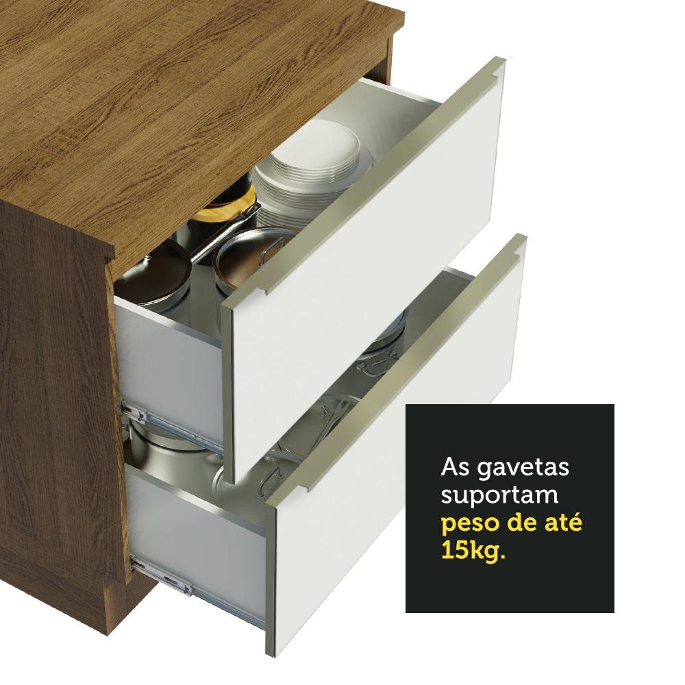 Balcão 80 cm 2 Gavetas Rustic/Branco Veludo Lux Madesa