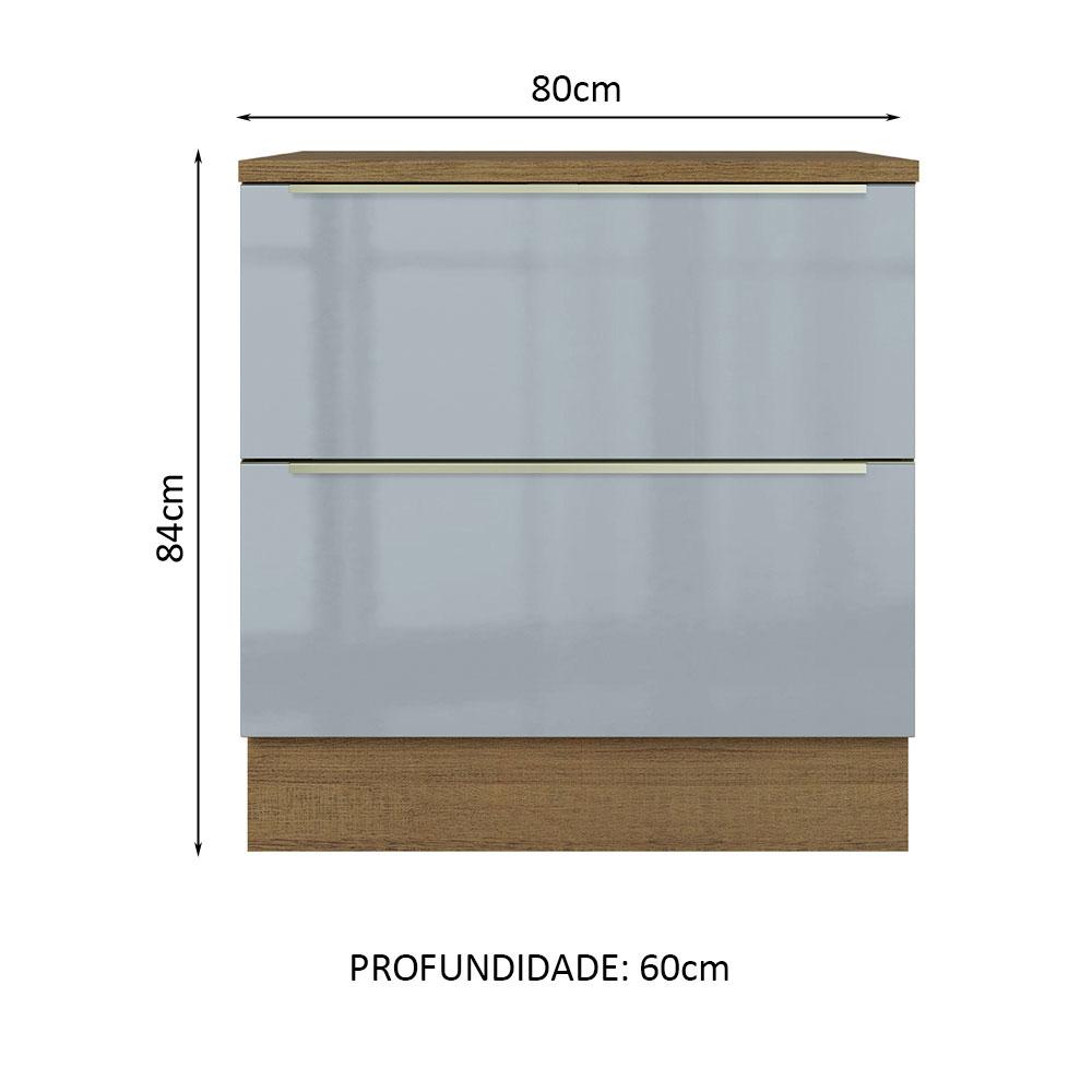 Balcão 80 cm 2 Gavetas Rustic/Cinza Lux Madesa