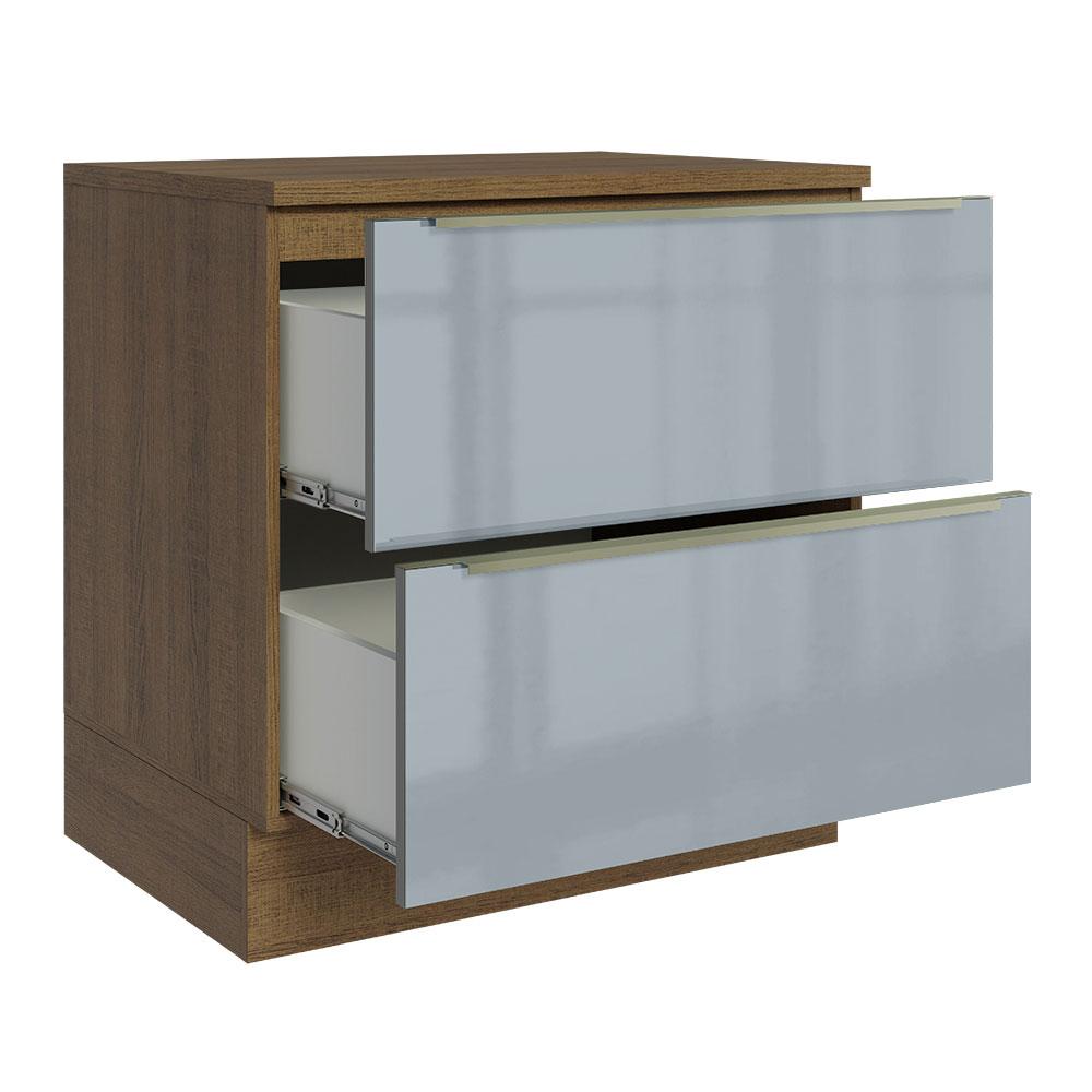Balcão 80 cm 2 Gavetas Rustic/Cinza Lux Madesa