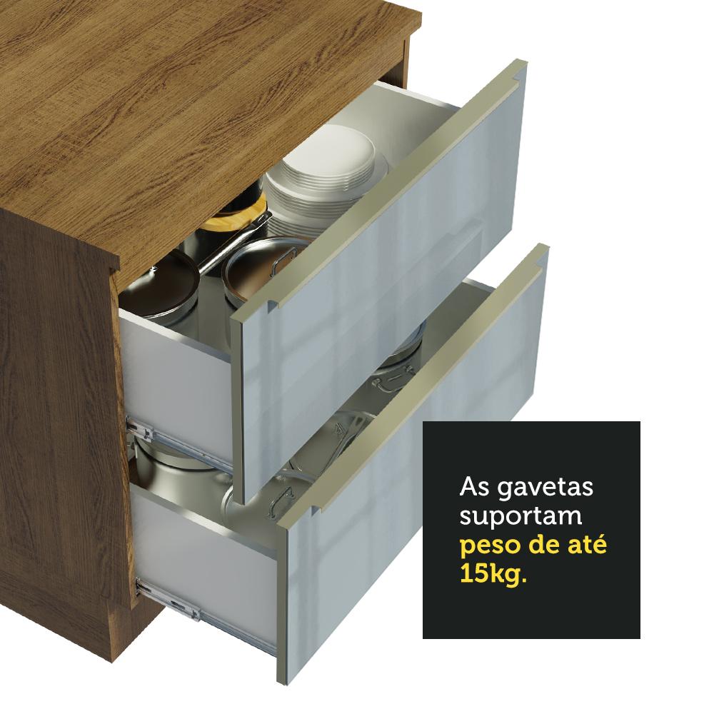 Balcão 80 cm 2 Gavetas Rustic/Cinza Lux Madesa