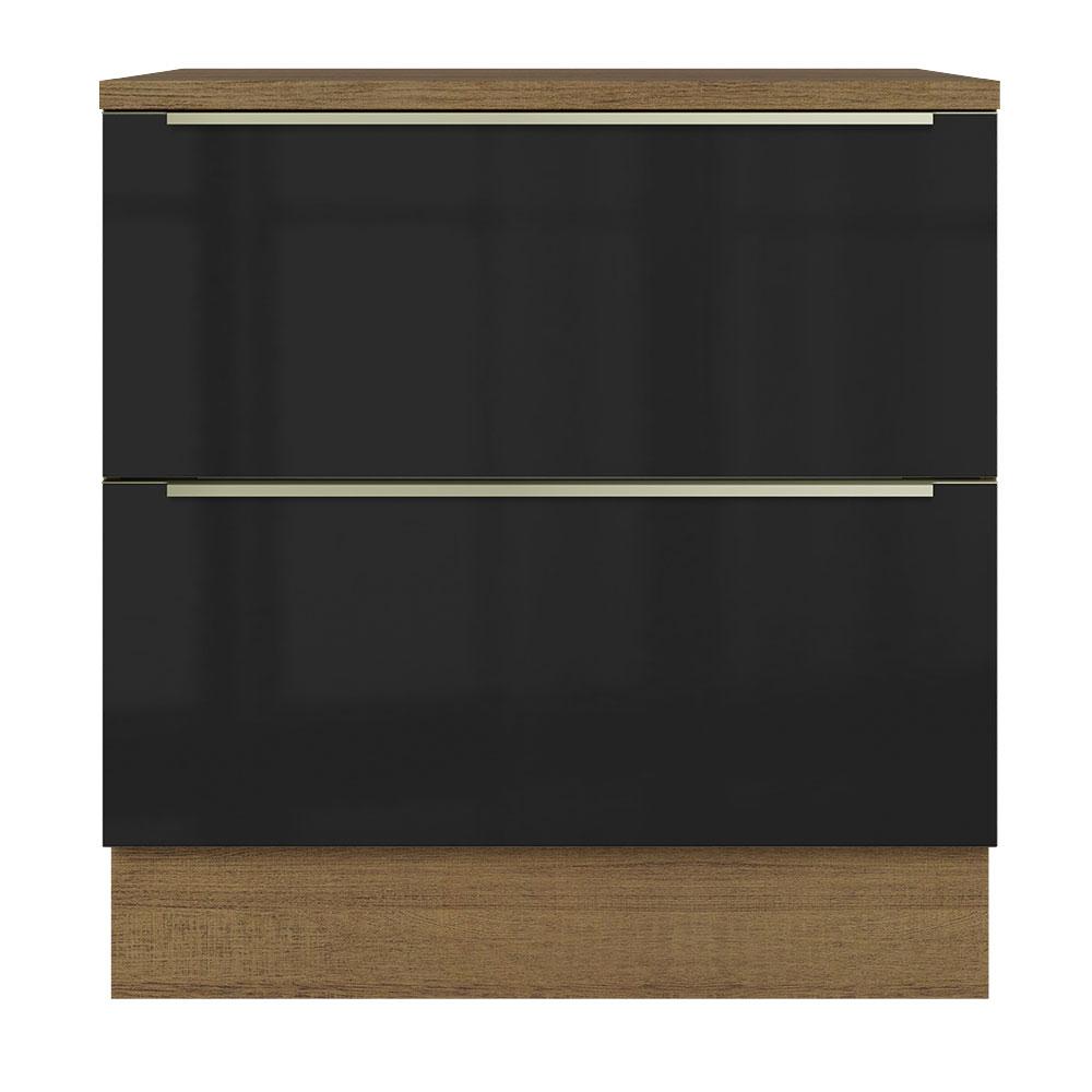 Balcão 80 cm 2 Gavetas Rustic/Preto Lux Madesa
