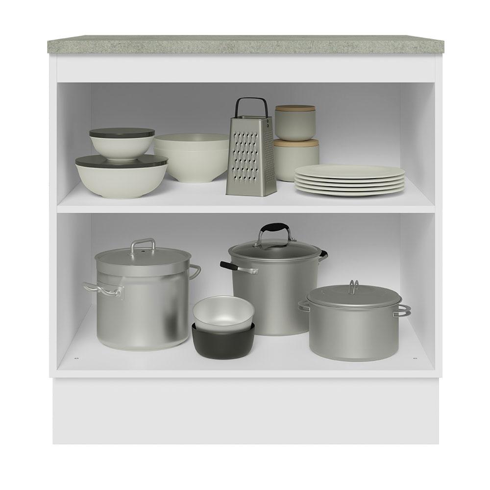 Balcão 80 cm 2 Portas Branco/Cinza Lux Madesa