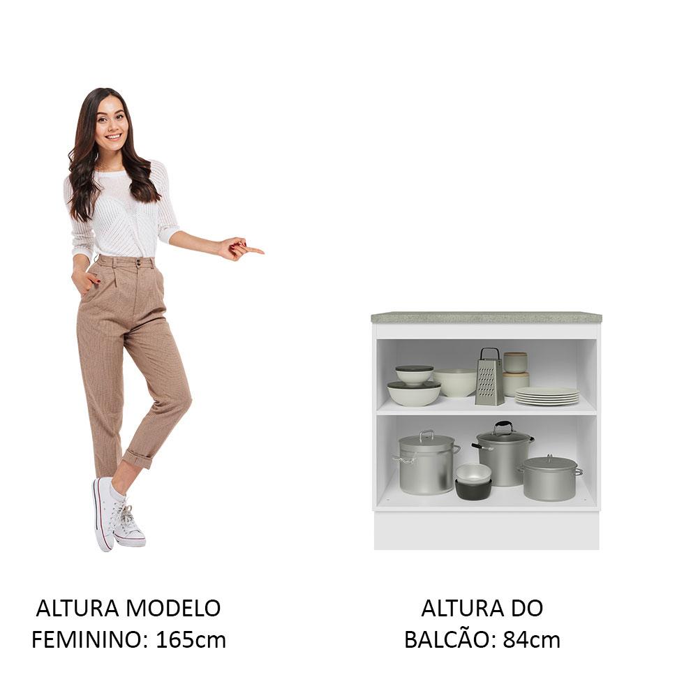 Balcão 80 cm 2 Portas Branco/Cinza Lux Madesa