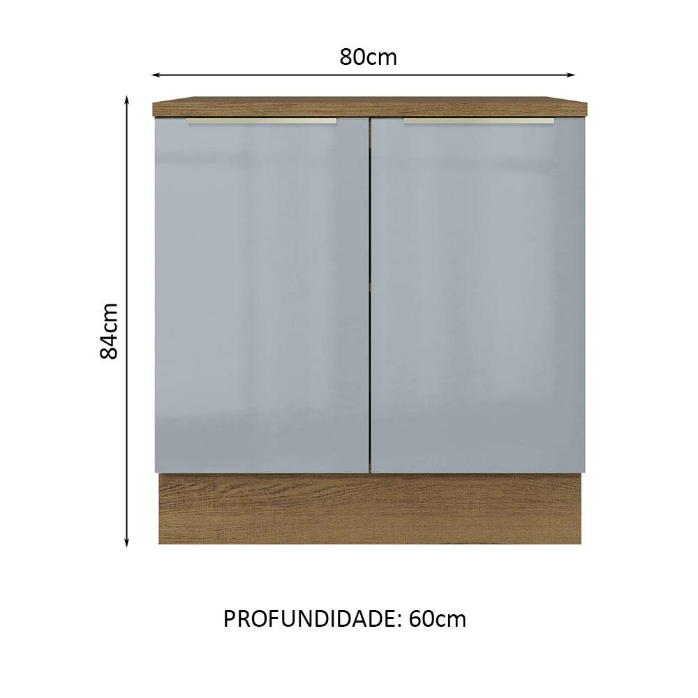 Balcão 80 cm 2 Portas Rustic/Cinza Lux Madesa