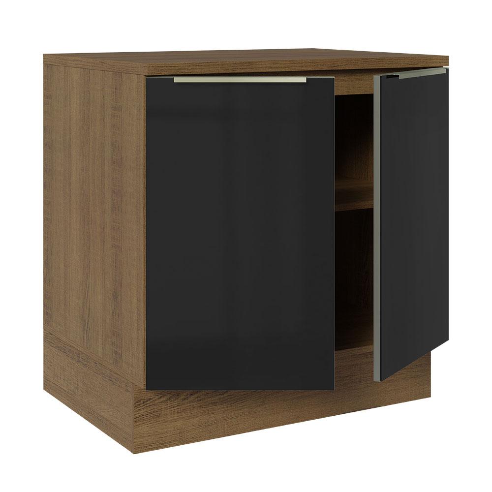 Balcão 80 cm 2 Portas Rustic/Preto Lux Madesa