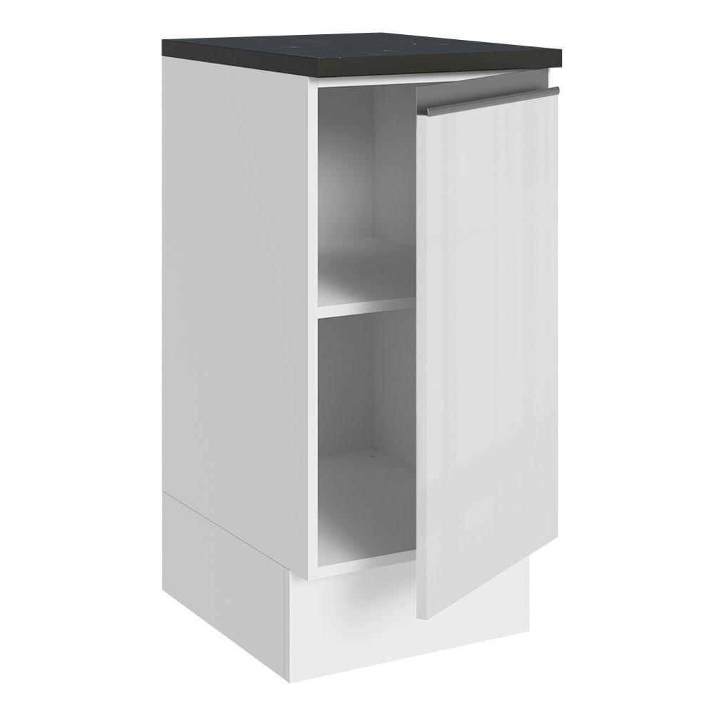 Balcão Armário de Cozinha 100% MDF 35 cm 1 Porta Frente Branco Brilho Acordes Madesa
