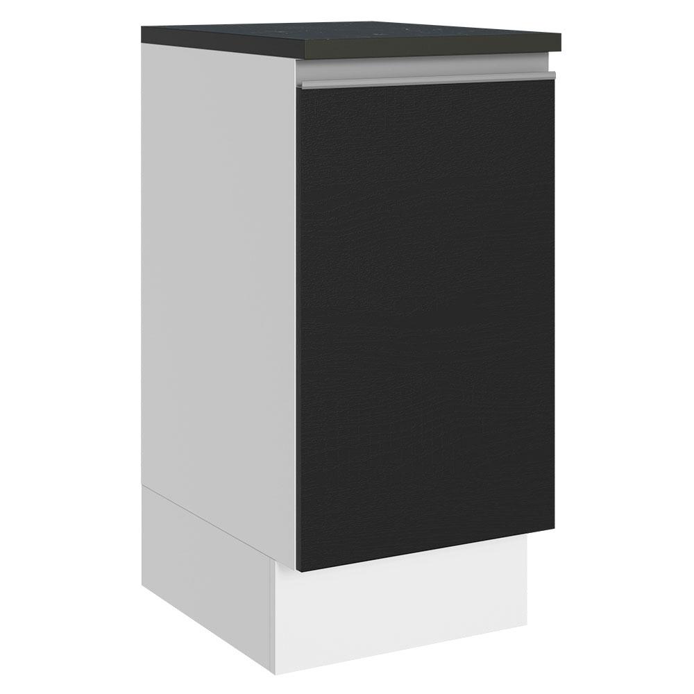 Balcão Armário de Cozinha 100% MDF 40 cm 1 Porta Branco/Preto Acordes Madesa